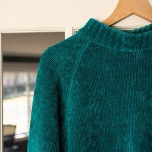 Vintage 80’s Maggie Lawrence Bright Teal Mockneck Sweater Size Medium